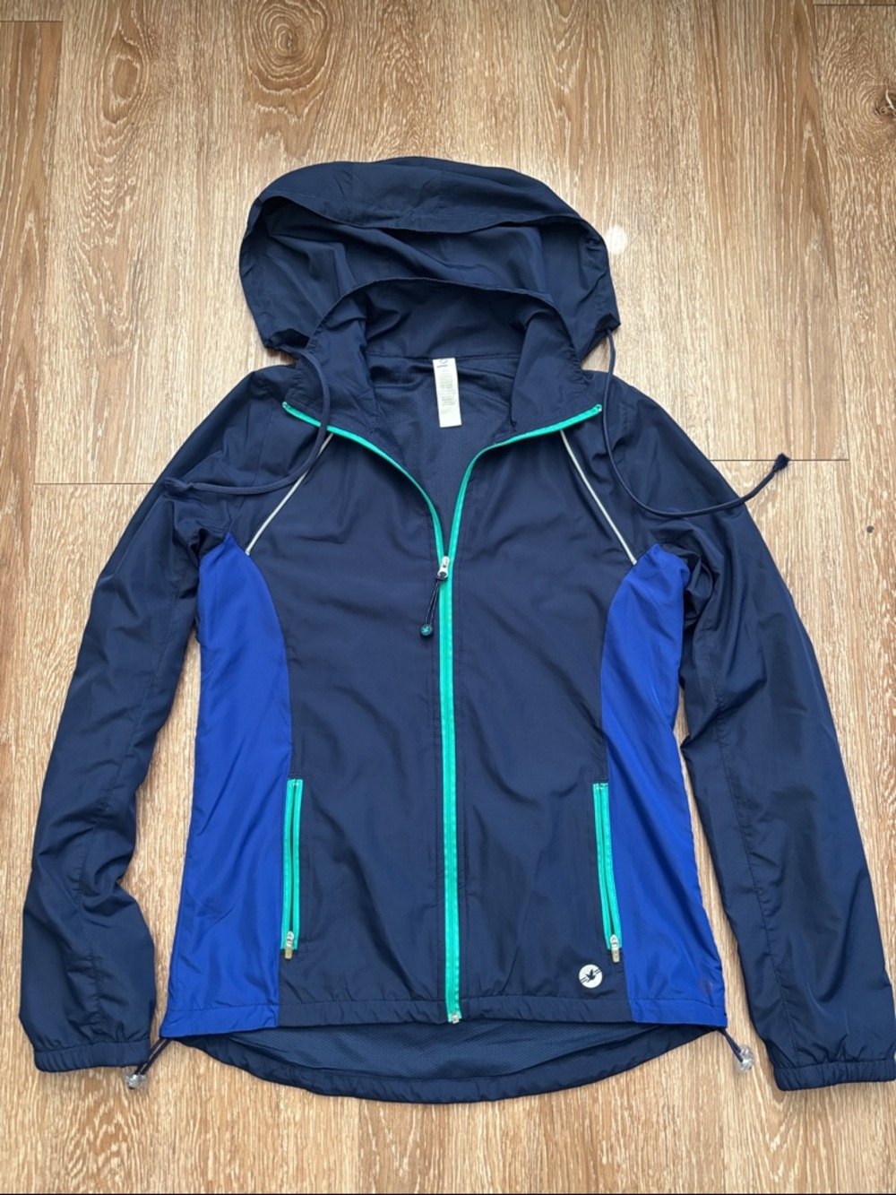 Aerie fit navy blue colorblock y2k windbreaker jacket, XS